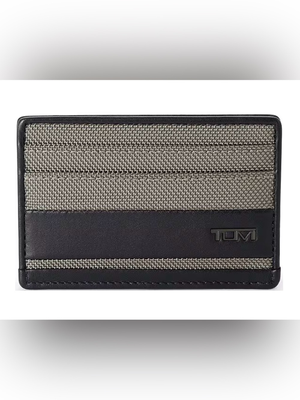 NEW Tumi ALPHA Ballistic Nylon & Leather Slim Card Case - GRAY ALLOY